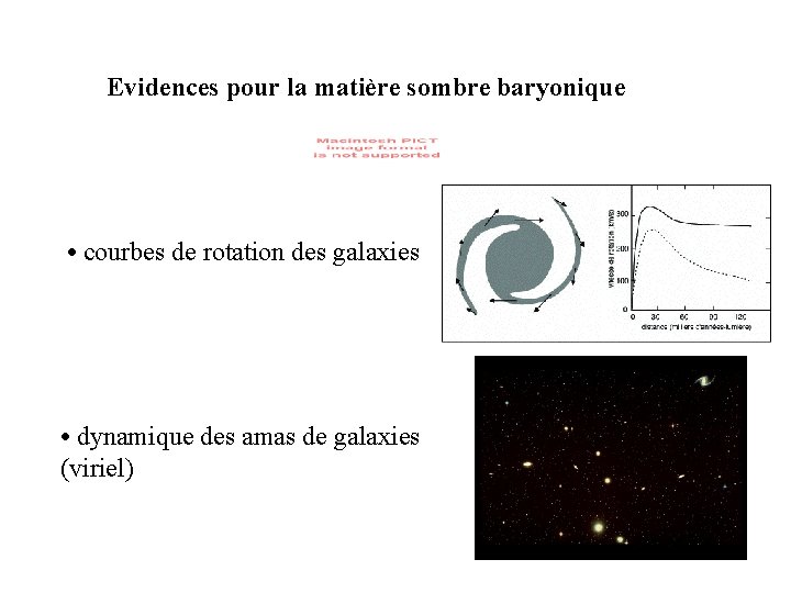 Evidences pour la matière sombre baryonique • courbes de rotation des galaxies • dynamique