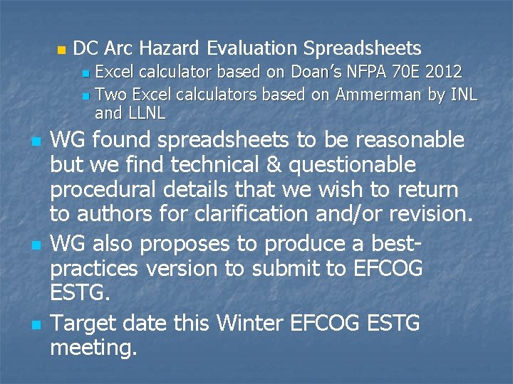 n DC Arc Hazard Evaluation Spreadsheets Excel calculator based on Doan’s NFPA 70 E