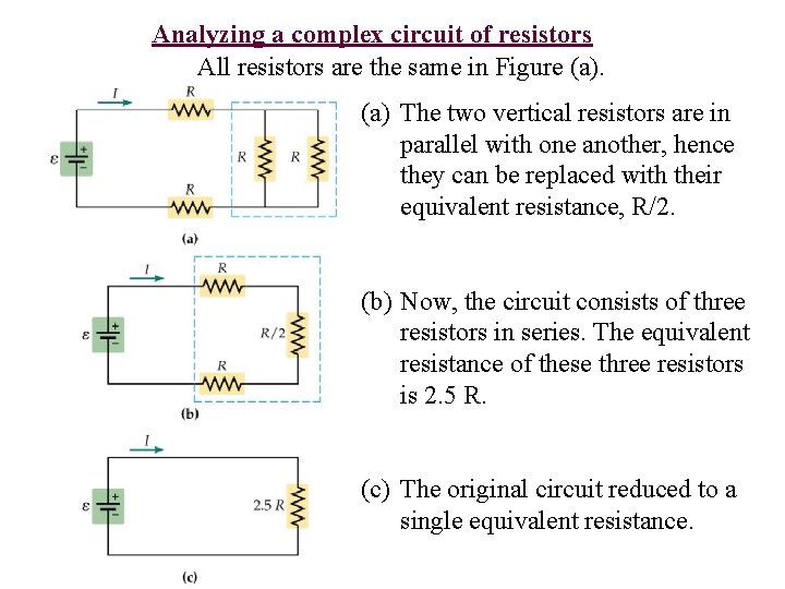 Analyzing a complex circuit of resistors All resistors are the same in Figure (a)