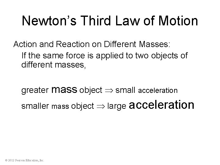 Newton’s Third Law of Motion Action and Reaction on Different Masses: If the same