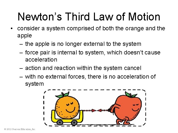 Newton’s Third Law of Motion • consider a system comprised of both the orange