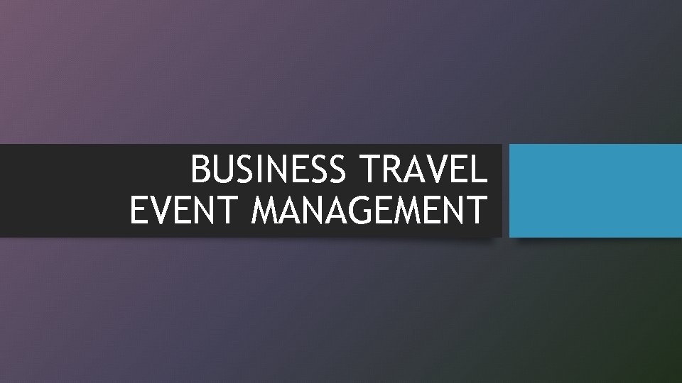 BUSINESS TRAVEL EVENT MANAGEMENT 