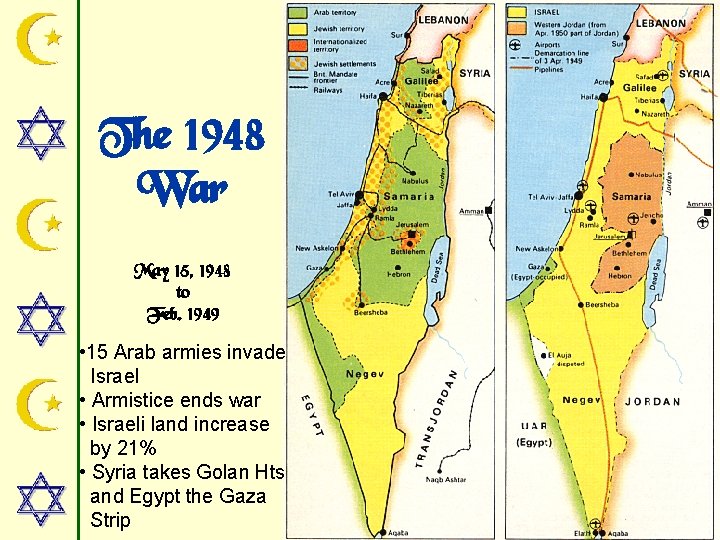 The 1948 War May 15, 1948 to Feb. 1949 • 15 Arab armies invade