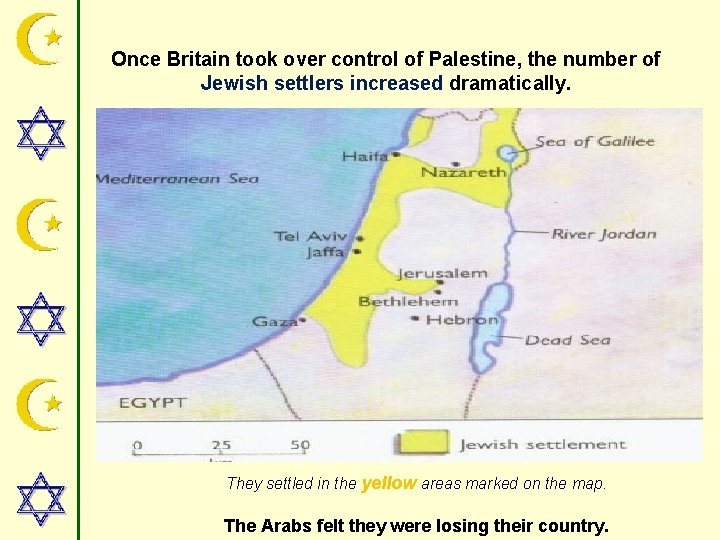 Once Britain took over control of Palestine, the number of Jewish settlers increased dramatically.