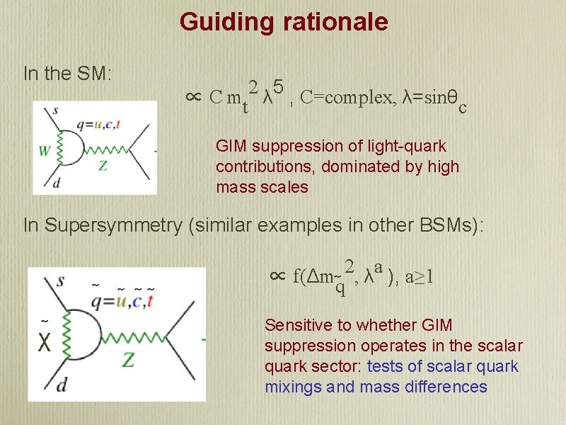 Guiding rationale In the SM: ∝ C mt 2 λ 5 , C=complex, λ=sinθc