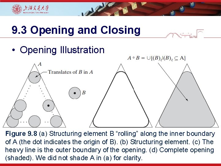 9. 3 Opening and Closing • Opening Illustration Figure 9. 8 (a) Structuring element