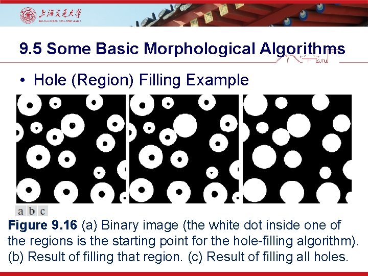 9. 5 Some Basic Morphological Algorithms • Hole (Region) Filling Example Figure 9. 16