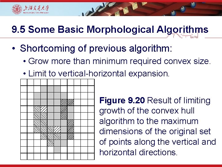 9. 5 Some Basic Morphological Algorithms • Shortcoming of previous algorithm: • Grow more