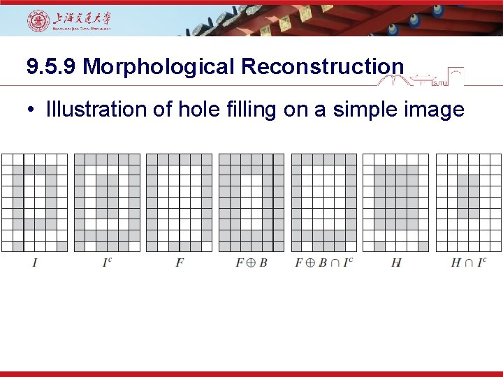 9. 5. 9 Morphological Reconstruction • Illustration of hole filling on a simple image