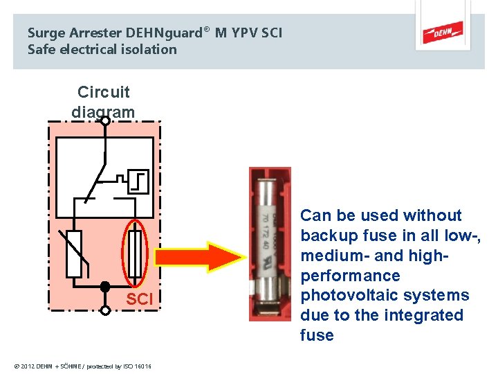 Surge Arrester DEHNguard® M YPV SCI Safe electrical isolation Circuit diagram SCI © 2012