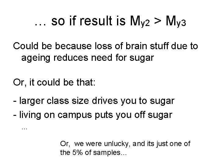 … so if result is My 2 > My 3 Could be because loss