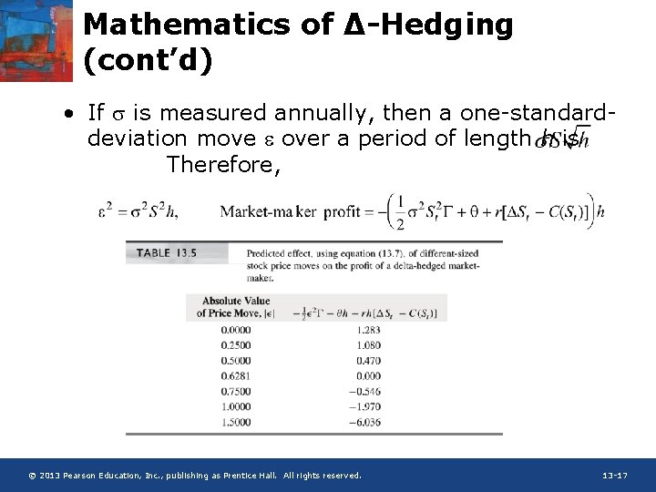 Mathematics of ∆-Hedging (cont’d) • If s is measured annually, then a one-standarddeviation move