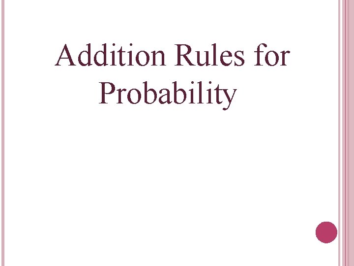 Addition Rules for Probability 