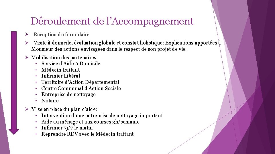 Déroulement de l’Accompagnement Ø Réception du formulaire Ø Visite à domicile, évaluation globale et Déroulement de l’Accompagnement Ø Réception du formulaire Ø Visite à domicile, évaluation globale et