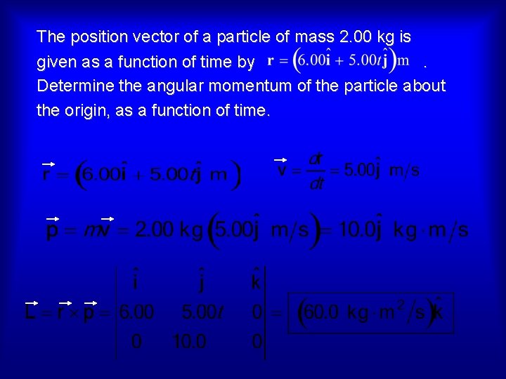 The position vector of a particle of mass 2. 00 kg is given as