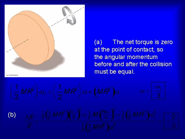 (a) The net torque is zero at the point of contact, so the angular