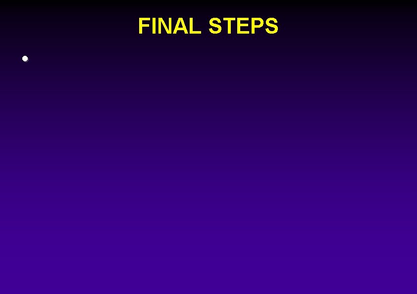 FINAL STEPS • 