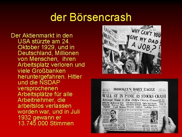 der Börsencrash Der Aktienmarkt in den USA stürzte am 24. Oktober 1929, und in der Börsencrash Der Aktienmarkt in den USA stürzte am 24. Oktober 1929, und in