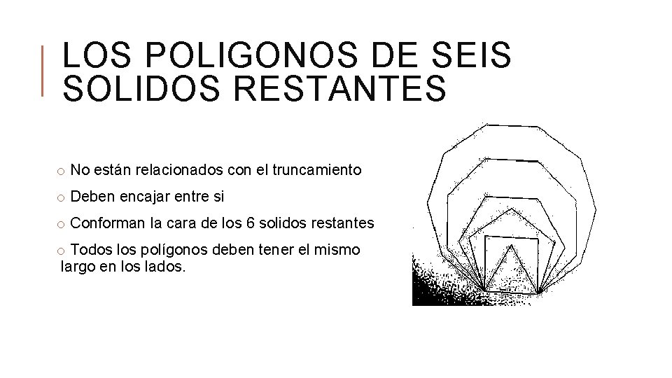 LOS POLIGONOS DE SEIS SOLIDOS RESTANTES o No están relacionados con el truncamiento o