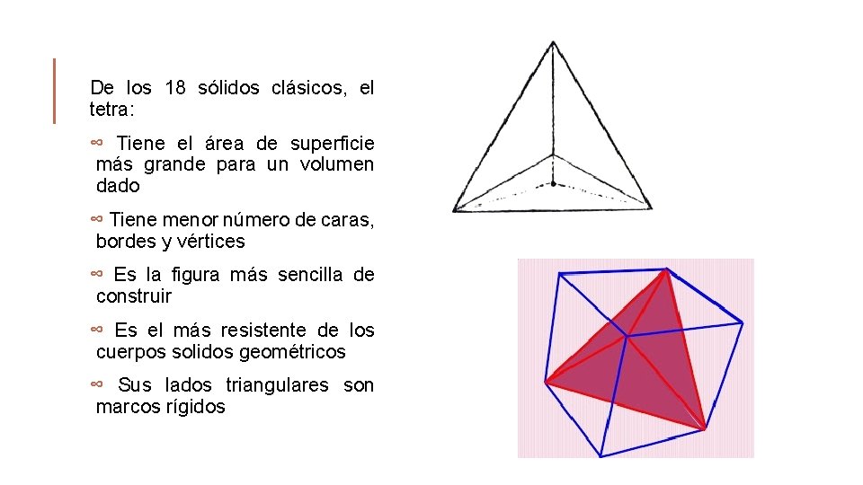 De los 18 sólidos clásicos, el tetra: ∞ Tiene el área de superficie más