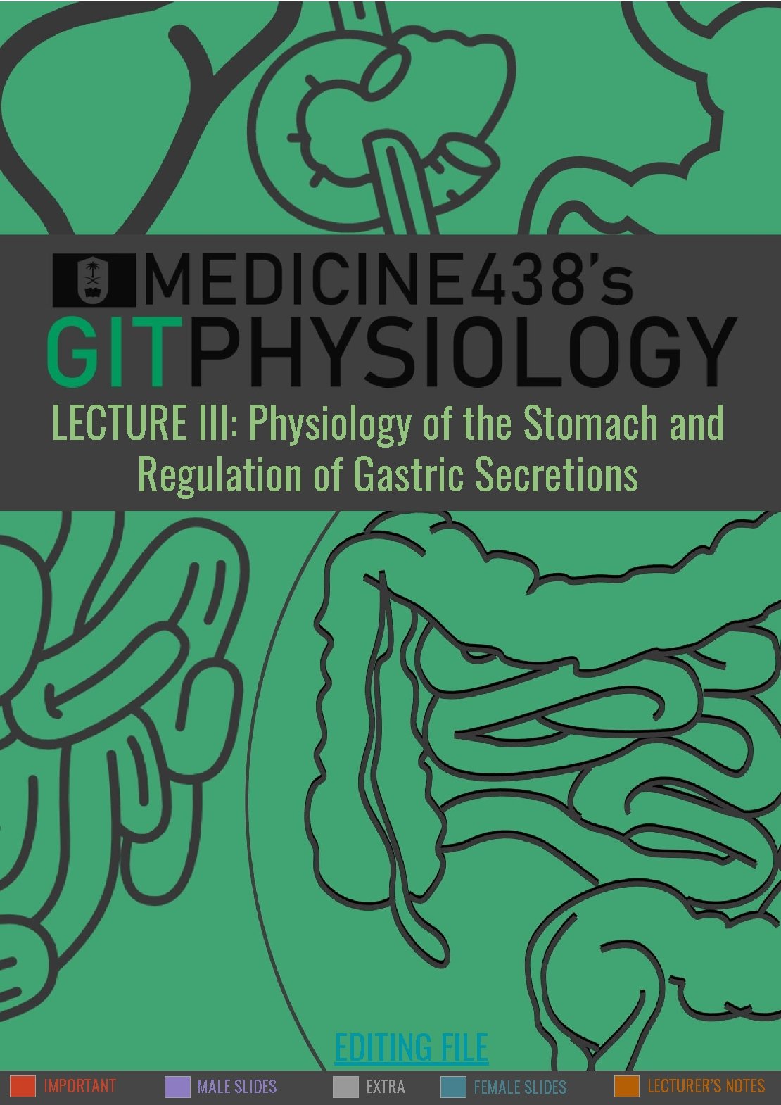 LECTURE III: Physiology of the Stomach and Regulation of Gastric Secretions IMPORTANT MALE SLIDES