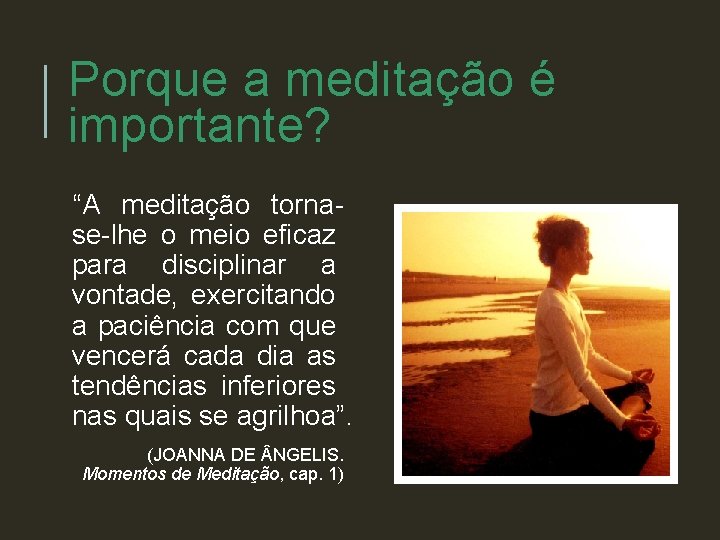 Porque a meditação é importante? “A meditação torna se lhe o meio eficaz para