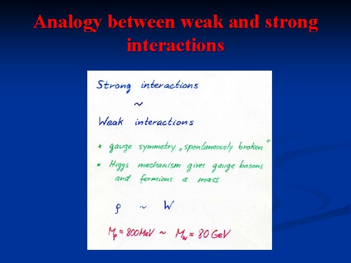 Analogy between weak and strong interactions 