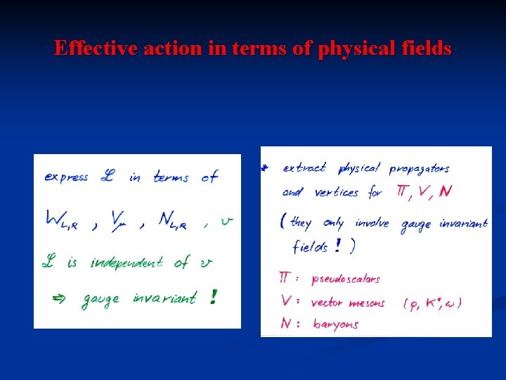 Effective action in terms of physical fields 