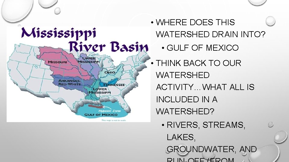  • WHERE DOES THIS WATERSHED DRAIN INTO? • GULF OF MEXICO • THINK