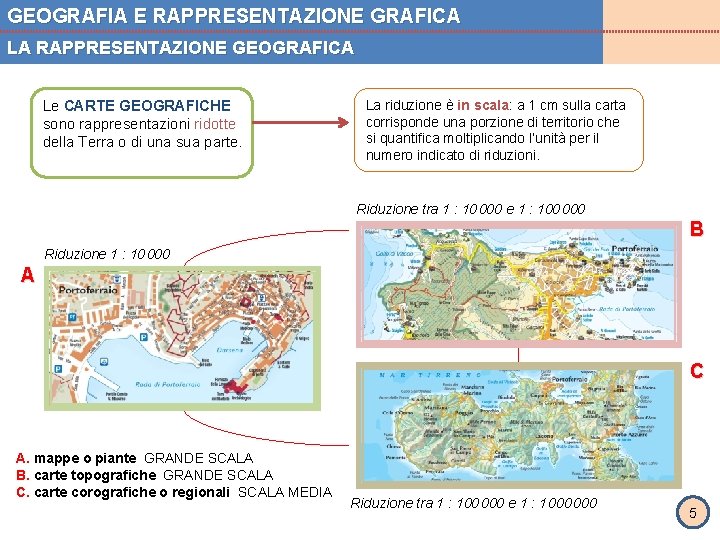 GEOGRAFIA E RAPPRESENTAZIONE GRAFICA LA RAPPRESENTAZIONE GEOGRAFICA Le CARTE GEOGRAFICHE sono rappresentazioni ridotte della