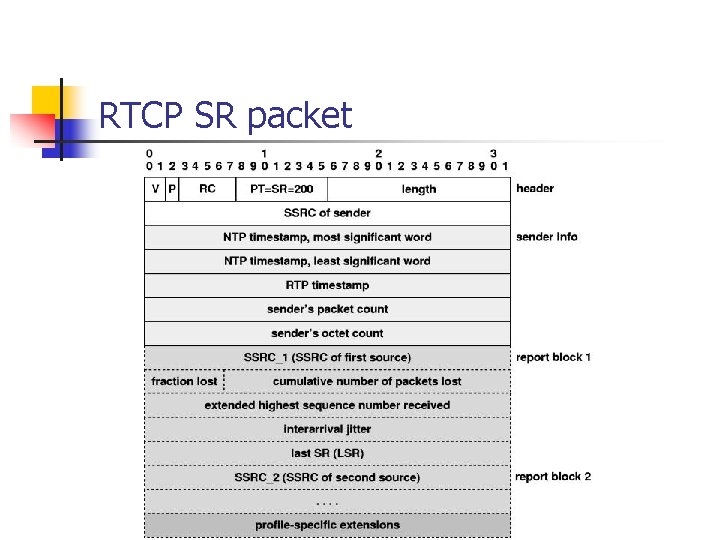 RTCP SR packet 