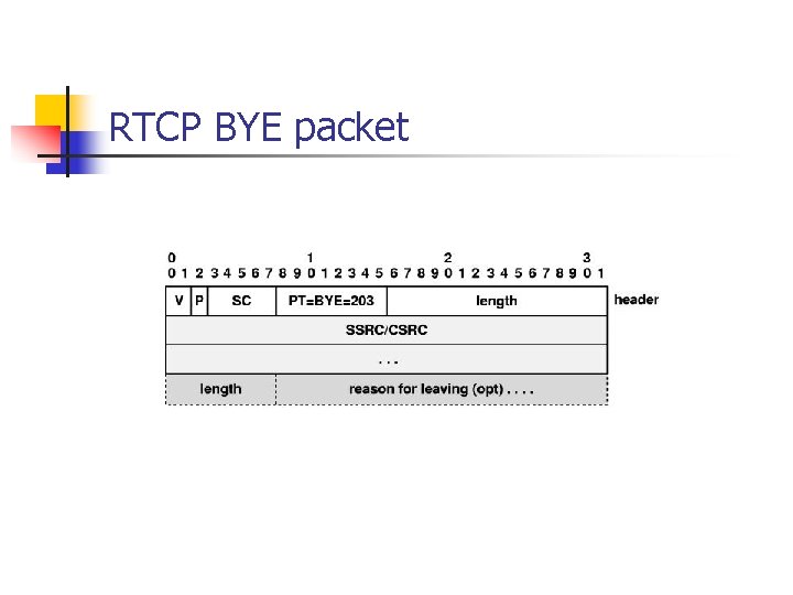 RTCP BYE packet 
