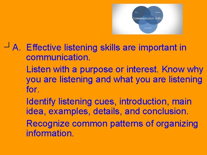 What can be done to become a more effective communicator? A. Effective listening skills