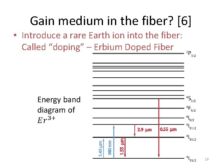 Gain medium in the fiber? [6] • Introduce a rare Earth ion into the