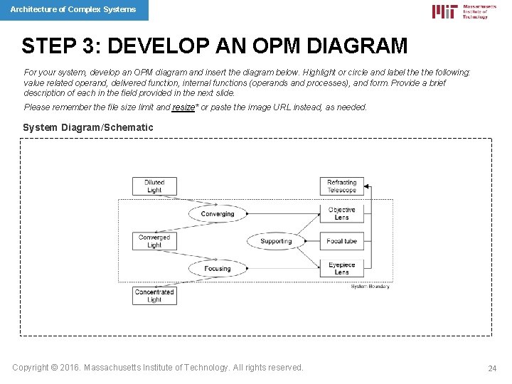 Architecture of Complex Systems STEP 3: DEVELOP AN OPM DIAGRAM For your system, develop