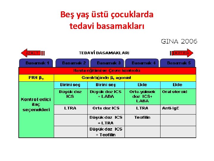 Beş yaş üstü çocuklarda tedavi basamakları 