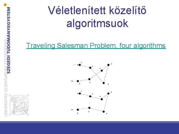 Véletlenített közelítő algoritmsuok Traveling Salesman Problem, four algorithms 