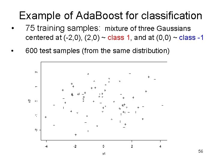 Example of Ada. Boost for classification • 75 training samples: mixture of three Gaussians Example of Ada. Boost for classification • 75 training samples: mixture of three Gaussians