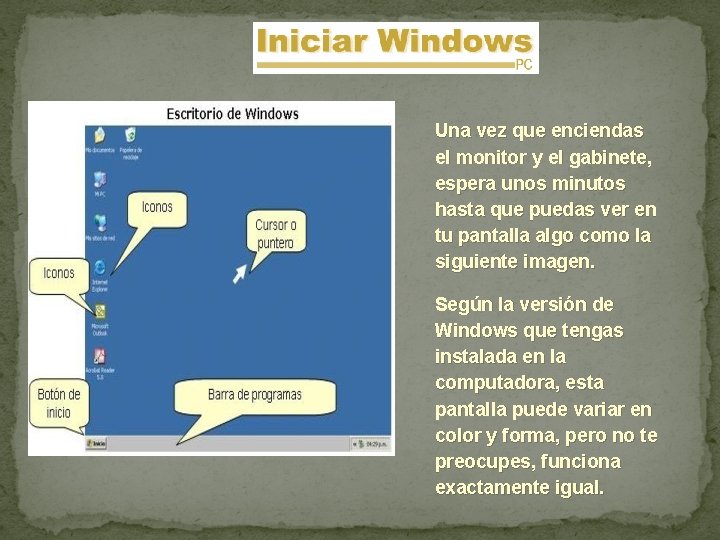 Una vez que enciendas el monitor y el gabinete, espera unos minutos hasta que