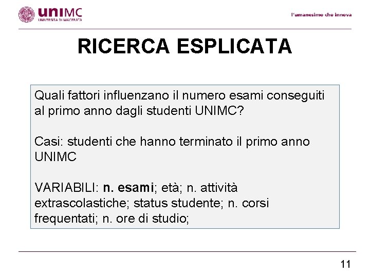 RICERCA ESPLICATA Quali fattori influenzano il numero esami conseguiti al primo anno dagli studenti