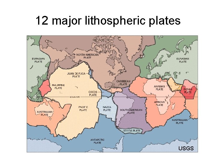 12 major lithospheric plates USGS 