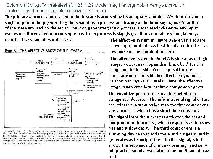 Solomon-Corb, tt’ 74 makalesi sf. 126 - 129 Modelin açıklandığı bölümden yola çıkarak matematiksel