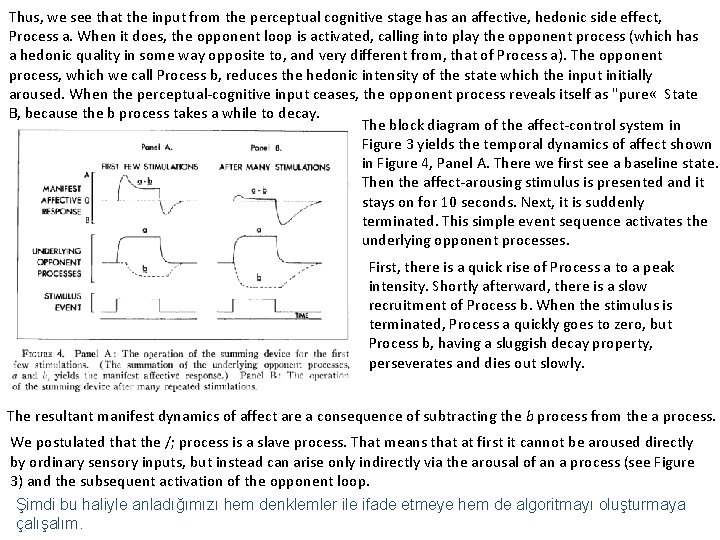 Thus, we see that the input from the perceptual cognitive stage has an affective,