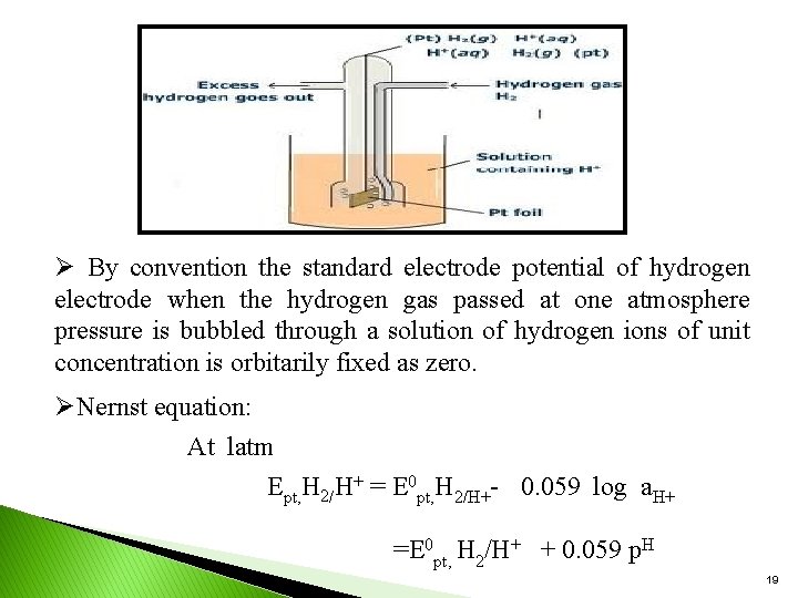 Ø By convention the standard electrode potential of hydrogen electrode when the hydrogen gas