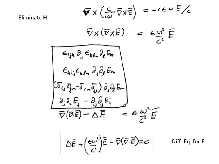 Eliminate H Diff. Eq. for E 