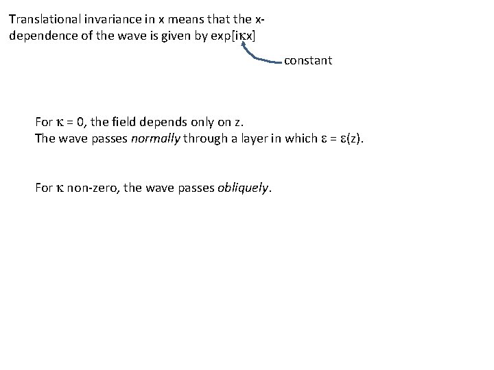 Translational invariance in x means that the xdependence of the wave is given by