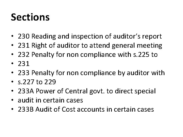Sections • • • 230 Reading and inspection of auditor’s report 231 Right of
