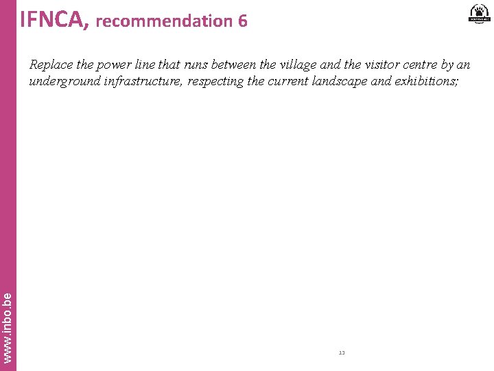 IFNCA, recommendation 6 www. inbo. be Replace the power line that runs between the