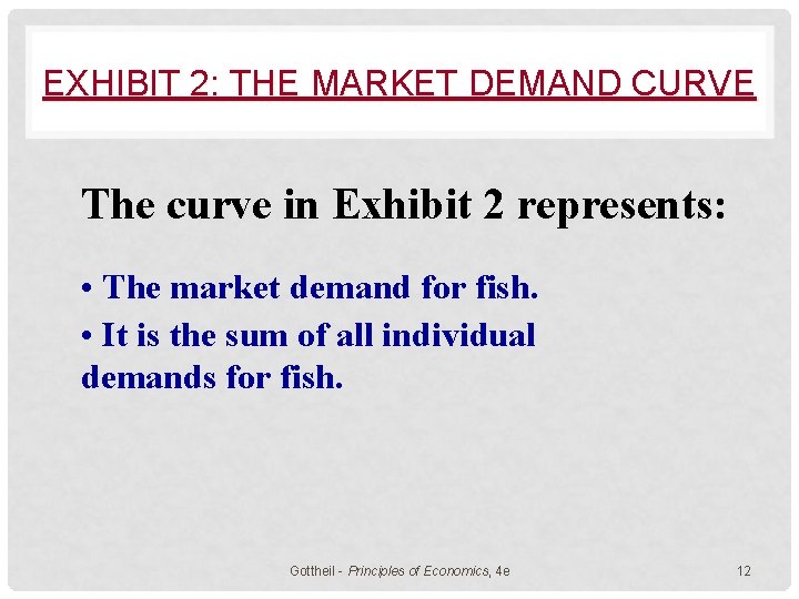 EXHIBIT 2: THE MARKET DEMAND CURVE The curve in Exhibit 2 represents: • The