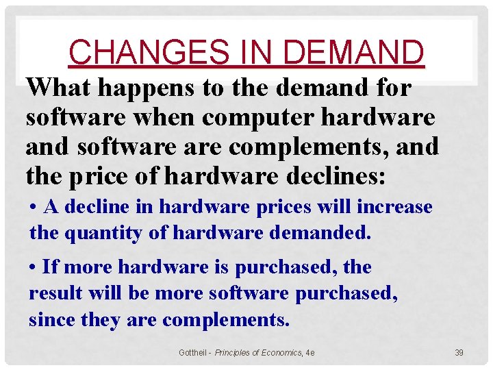 CHANGES IN DEMAND What happens to the demand for software when computer hardware and